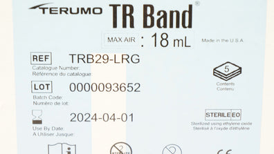 Terumo TRB29-LRG TR Band Radial Artery Compression Device 18mL (x) - Box of 5